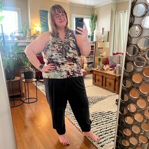 Anthropologie One September sleeveless multicolor blouse with fabric bib in L